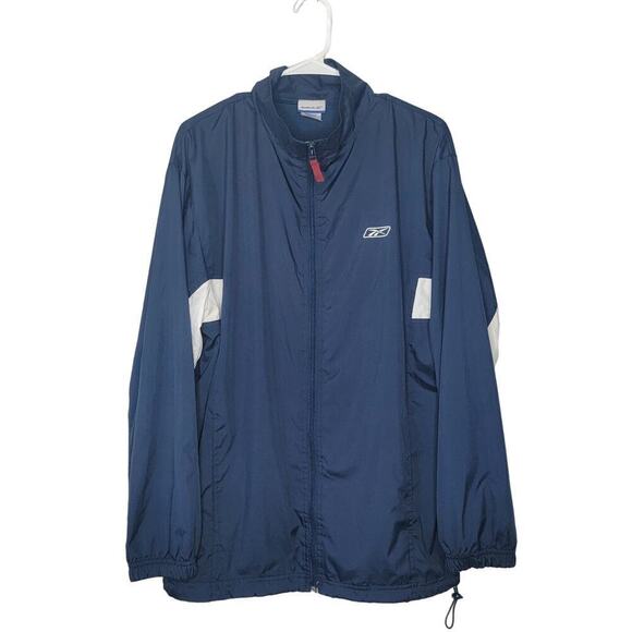 Vintage 90's Reebok Retro Zipper Front Wind Breaker With Pockets Size M - Picture 1 of 10